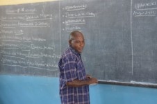  A teacher teaching a session of Kiswahili lesson in the classroom 