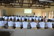  Students in the chemistry lab with their teacher during the lesson 